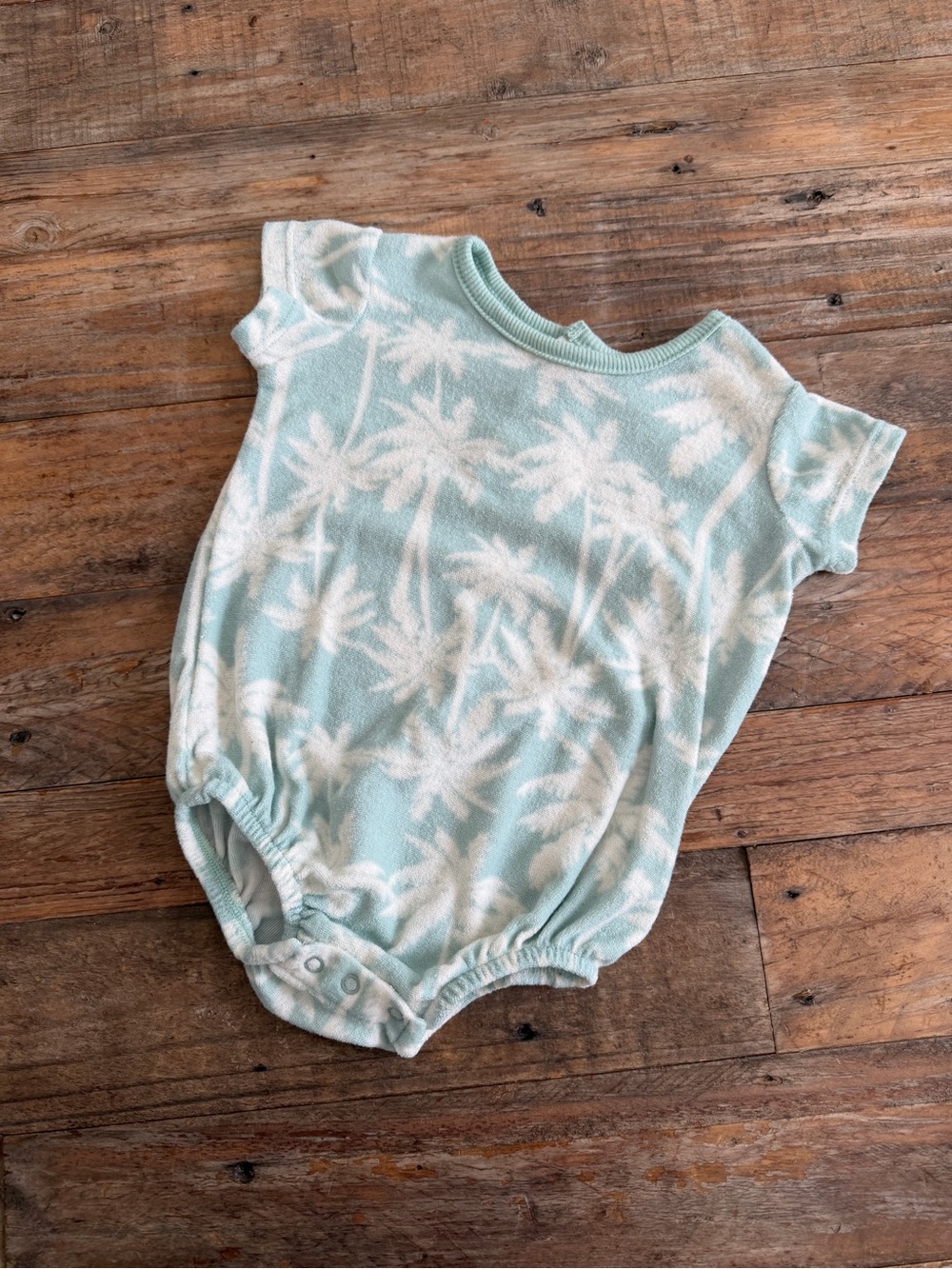 Mint Palm-Print Baby One-Piece Bodysuit